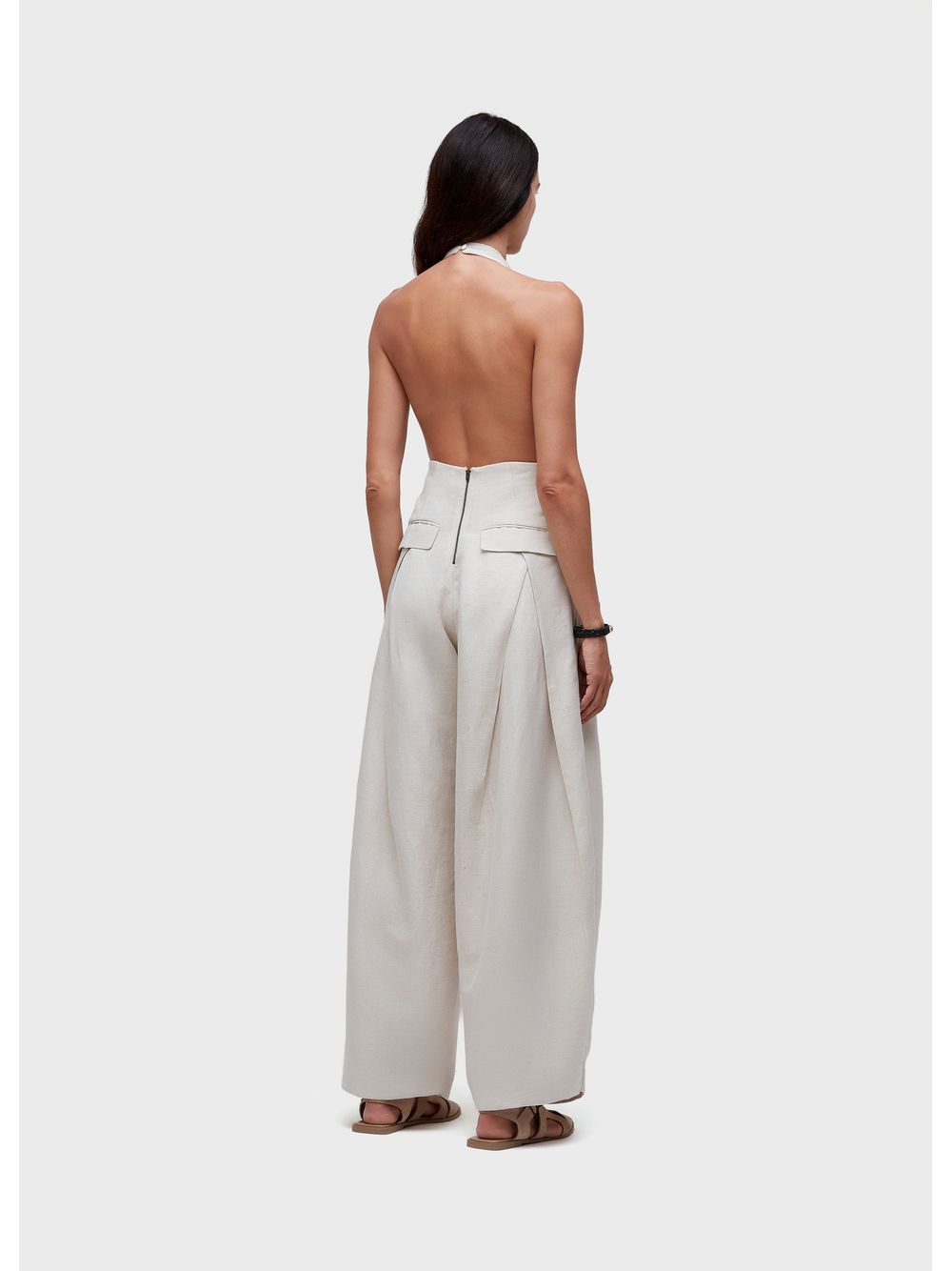 Osklen — Pleated halter linen jumpsuit