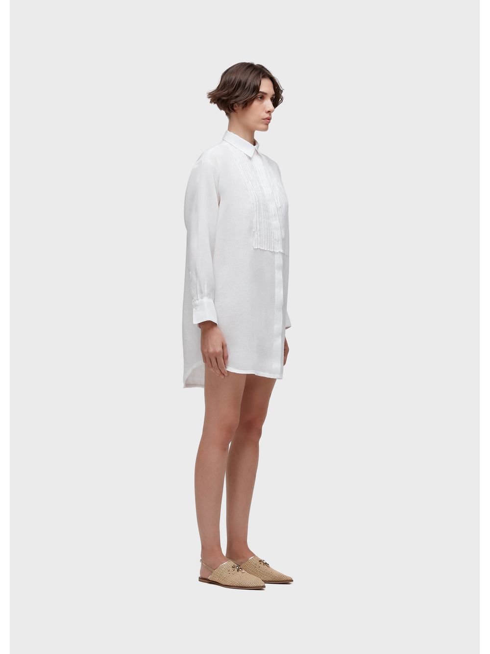 Osklen — Short tuxedo chemise with bias trim
