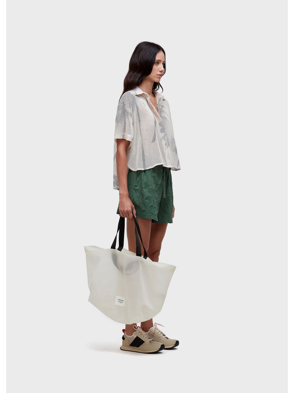 Osklen — Coconut palm short-sleeved mesh shirt