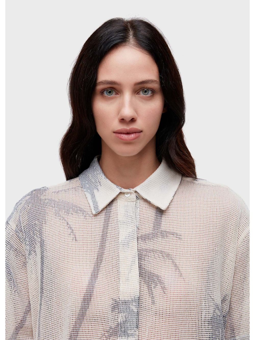 Osklen — Coconut palm short-sleeved mesh shirt