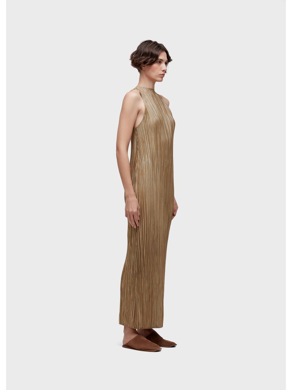 Osklen — Raglan long pleated “gold” dress