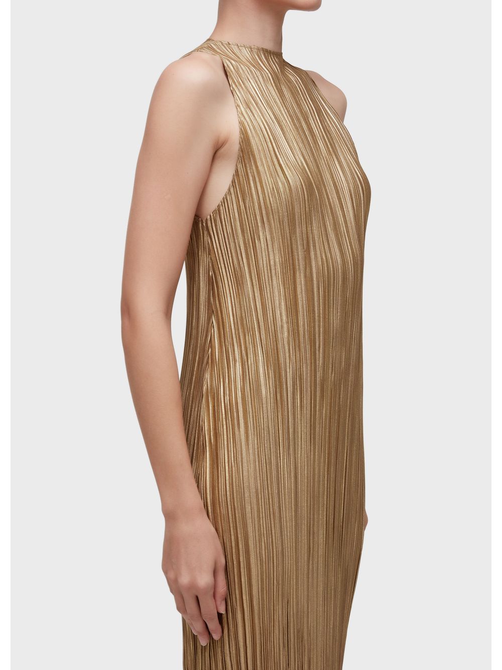 Osklen — Raglan long pleated “gold” dress