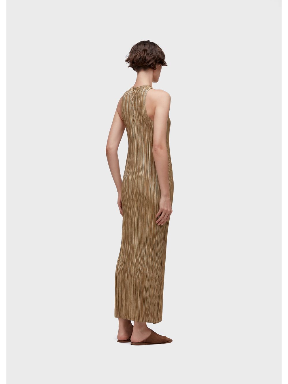 Osklen — Raglan long pleated “gold” dress