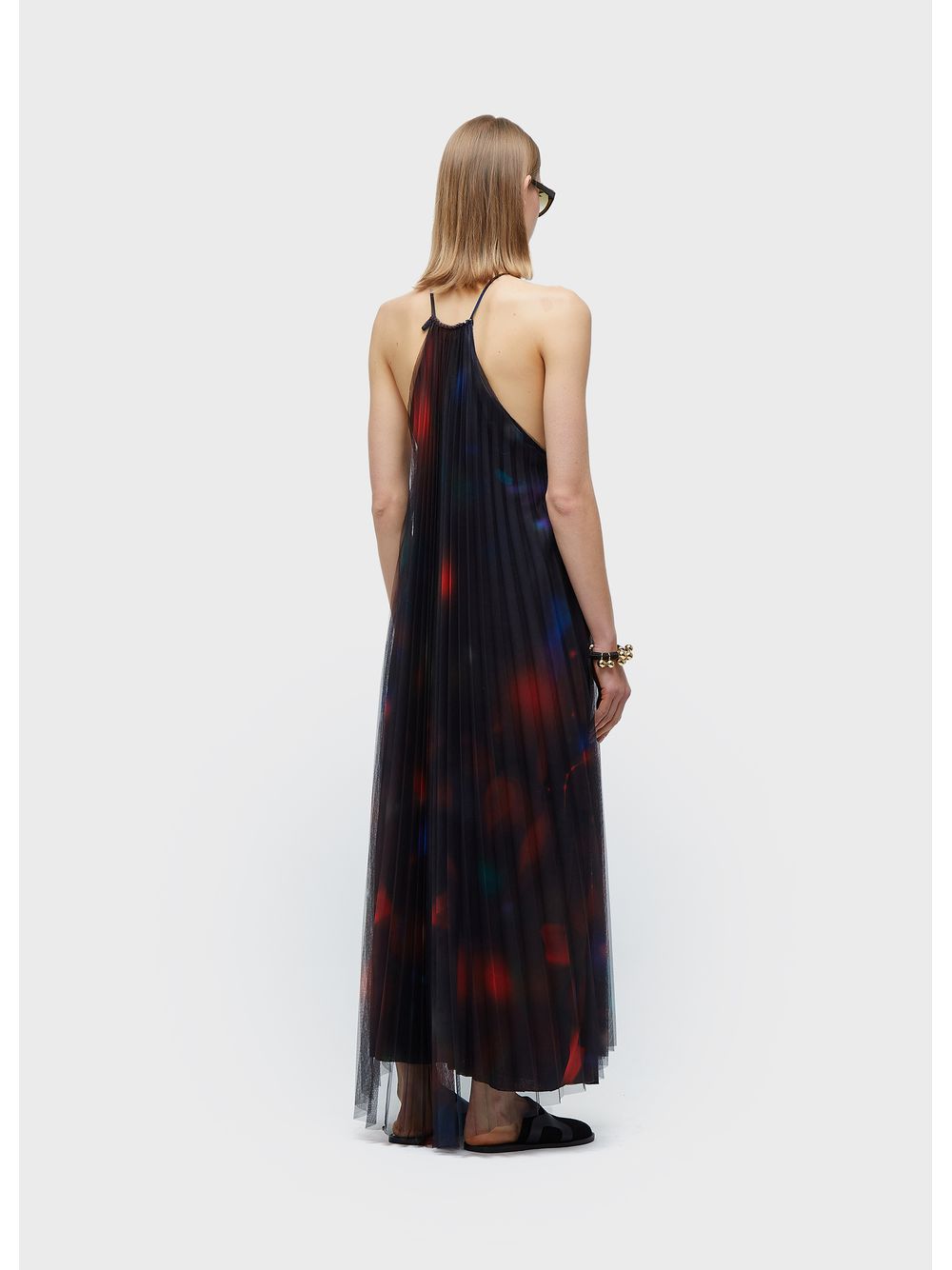 Osklen — Pleated tulle rose blur long dress