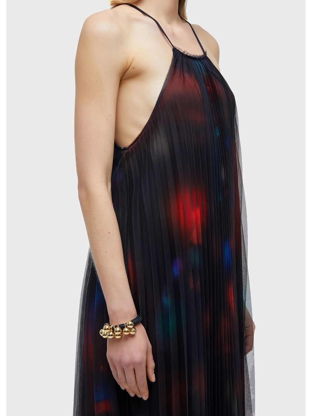 Osklen — Pleated tulle rose blur long dress